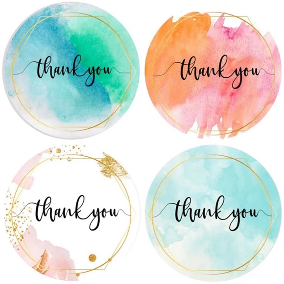 🆕 🎨Watercolour Thank You Stickers Roll of 500 New! - Picture 5 of 5